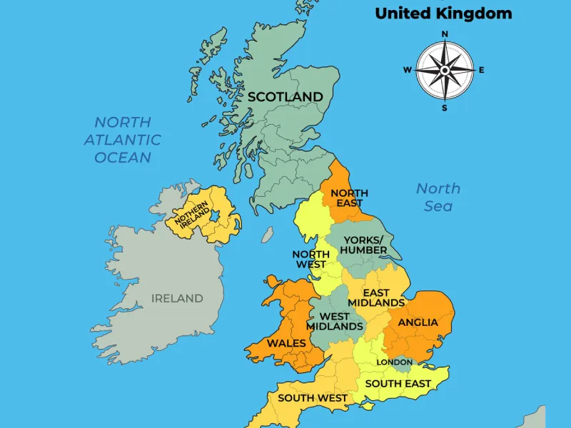 Map of United Kingdom regions